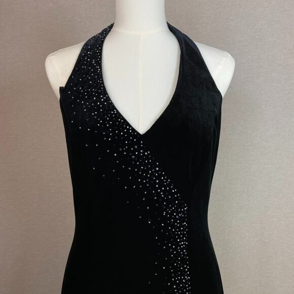 Vintage Dave Johnny Womens Velvet Maxi Dress Size 9/10 Whimsigoth Beaded Formal - Picture 4 of 12